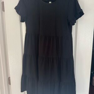 Sugarlips Black Textured Short Sleeve Dress